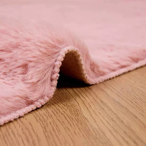  Mű Nyúl Szőr Szőnyeg Rózsaszín 200 x 200 cm Poliészter
