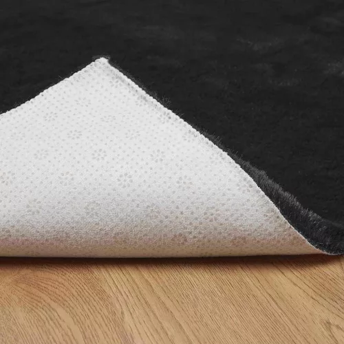  Mű Nyúl Szőr Szőnyeg Fekete 80 x 250 cm Poliészter