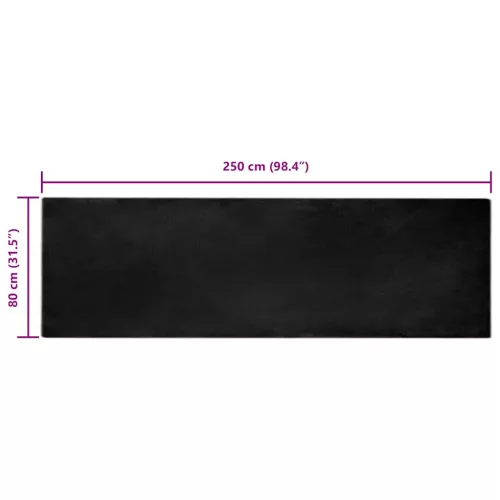  Mű Nyúl Szőr Szőnyeg Fekete 80 x 250 cm Poliészter