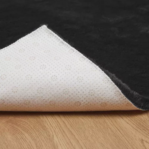  Mű Nyúl Szőr Szőnyeg Olite Fekete 100 x 200 cm Poliészter