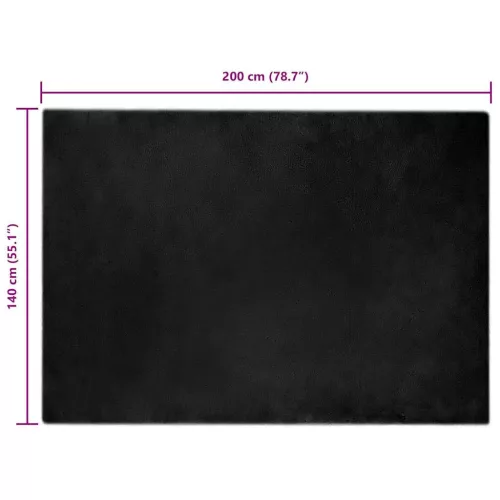  Mű Nyúl Szőr Szőnyeg Fekete 140 x 200 cm Poliészter