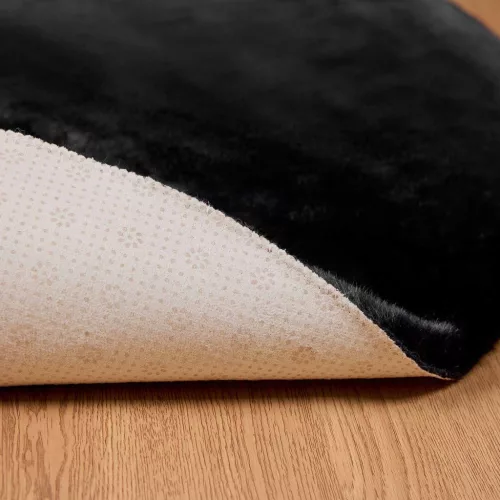  Mű Nyúl Szőr Szőnyeg Olite Fekete Ø 80 cm Poliészter