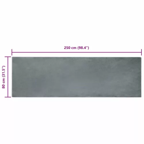  Mű Nyúl Szőr Szőnyeg Antracit 80 x 250 cm Poliészter