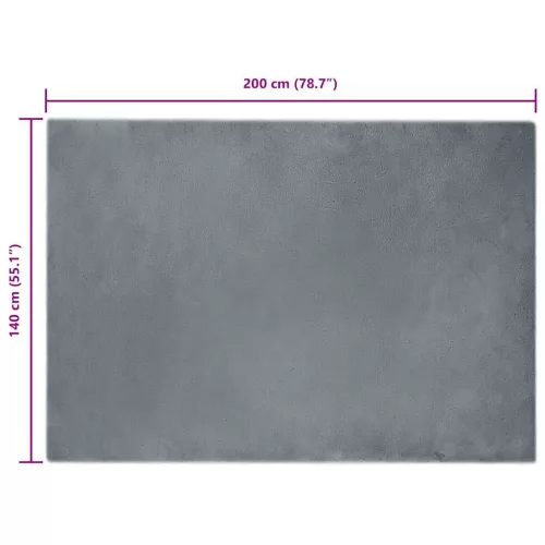  Mű Nyúl Szőr Szőnyeg Antracit 140 x 200 cm Poliészter