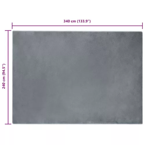  Mű Nyúl Szőr Szőnyeg Antracit 240 x 340 cm Poliészter