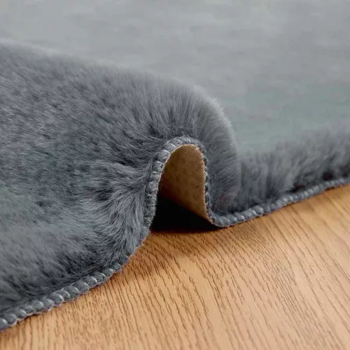  Mű Nyúl Szőr Szőnyeg Antracit 200 x 200 cm Poliészter