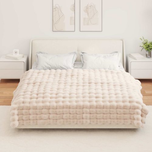  Műnyúl szőrmés takaró Bézs 150 x 220 cm Poliészter