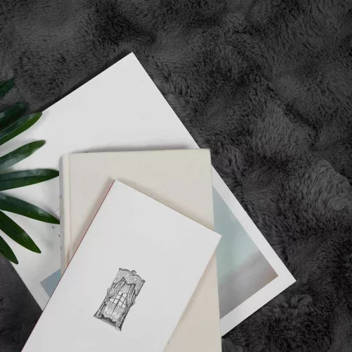  Műnyúl szőrmés takaró 4 pcs Sötétszürke 220 x 240 cm Poliészter