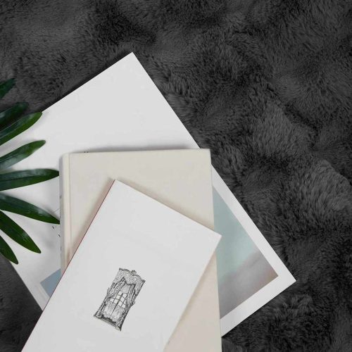  Műnyúl szőrmés takaró 4 pcs Sötétszürke 240 x 270 cm Poliészter