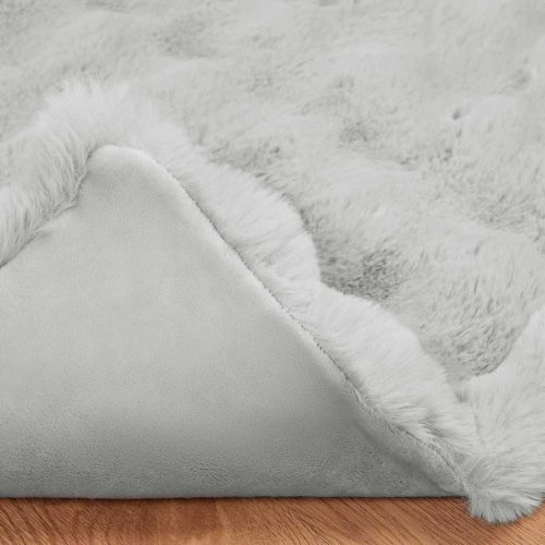  Műnyúl szőrmés takaró 4 pcs Szürke 130 x 150 cm Poliészter