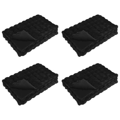  Műnyúl szőrmés takaró 4 pcs Fekete 130 x 150 cm Poliészter