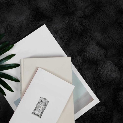  Műnyúl szőrmés takaró 4 pcs Fekete 240 x 270 cm Poliészter