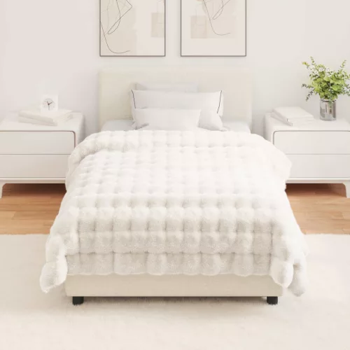  Műnyúl szőrmés takaró Fehér 130 x 150 cm Poliészter