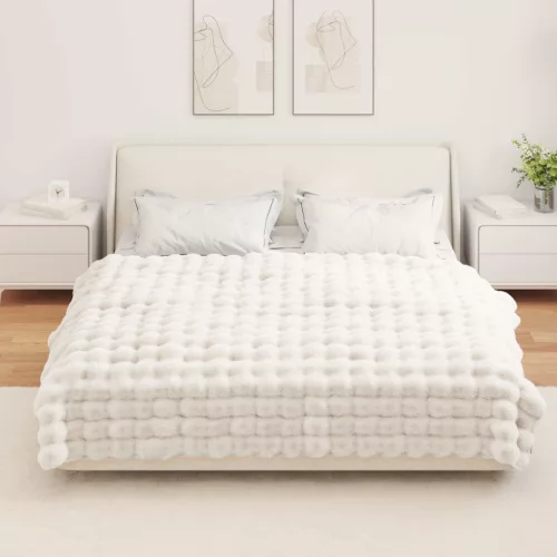  Műnyúl szőrmés takaró Fehér 150 x 220 cm Poliészter