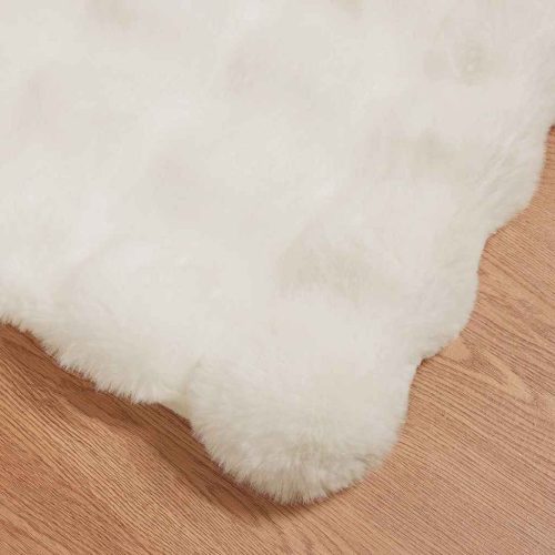  Műnyúl szőrmés takaró 4 pcs Fehér 150 x 220 cm Poliészter