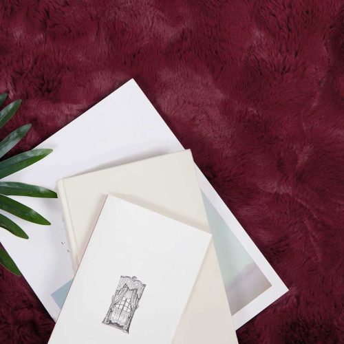  Műnyúl szőrmés takaró 4 pcs Bordeaux piros 130 x 150 cm