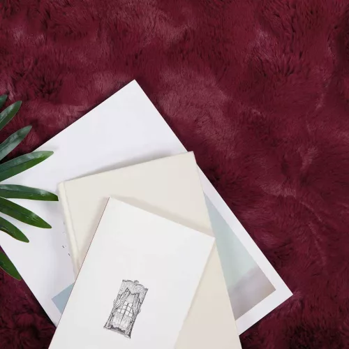  Műnyúl szőrmés takaró 4 pcs Bordeaux piros 240 x 270 cm