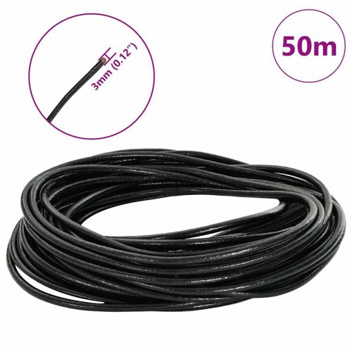  Bőr zsinór Fekete Ø3 mm x 50 m Bőr