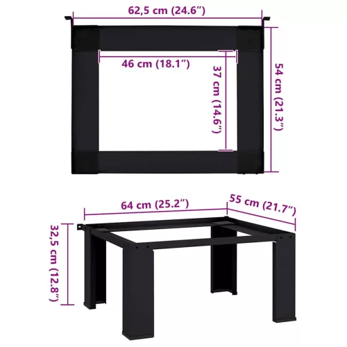  Mosógép Talp Fekete 64 x 55 x 32.5 cm Acél