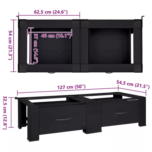  Mosógép Talp 2 pcs Fekete 64 x 55 x 32.5 cm Acél
