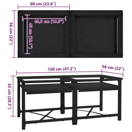  Mosógép Talp 2 pcs Fekete 64 x 55 x 32.5 cm Acél