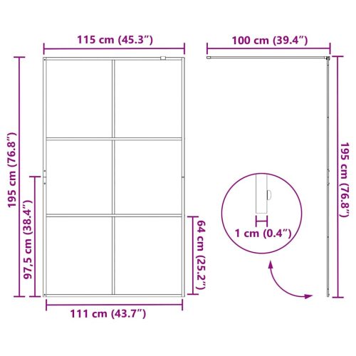  Walk-in zuhanyfal Fekete 115 x 195 cm edzett üveg