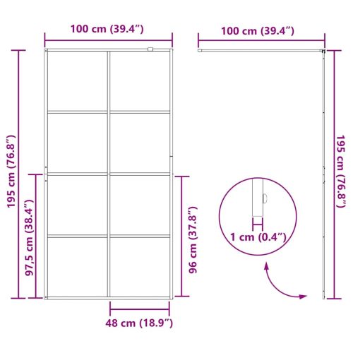  Walk-in zuhanyfal Fekete 100 x 195 cm edzett üveg