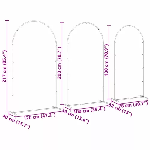  Esküvői Ív 3 pcs Fehér Acél