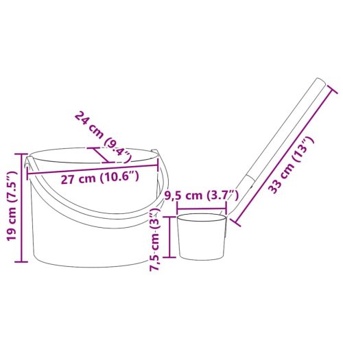  Szauna vödör készlet 2 pcs Fekete 8.5 x 8 x 4.5 cm Alumínium