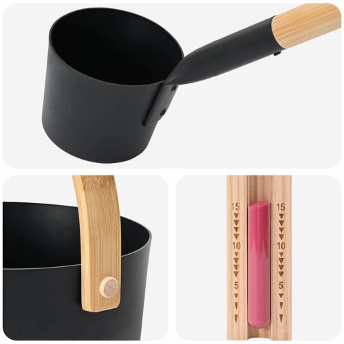  Szauna vödör készlet 4 pcs Fekete 8.5 x 8 x 4.5 cm Alumínium