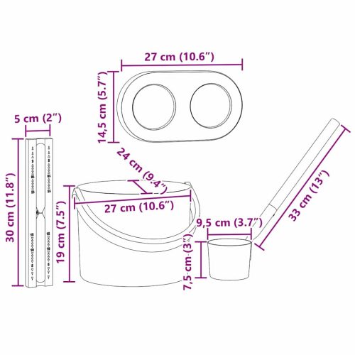  Szauna vödör készlet 4 pcs Fekete 8.5 x 8 x 4.5 cm Alumínium