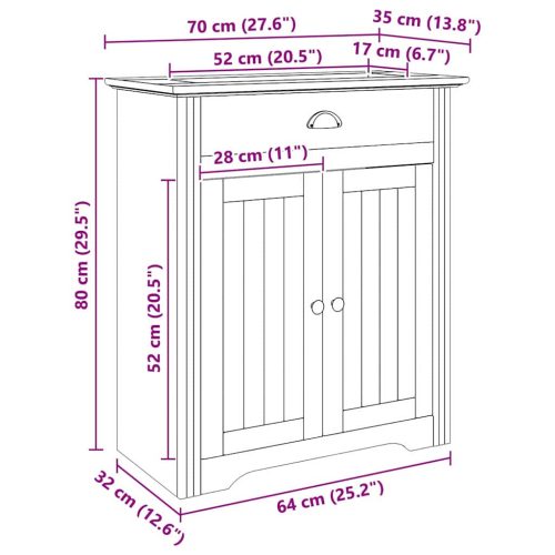  Fürdőszoba Székény BODO Méz barna 70 x 35 x 80 cm Faanyag