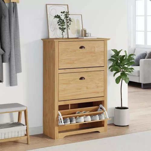  Cipőtartó fiókkal BODO Méz barna 80 x 35 x 118 cm Faanyag