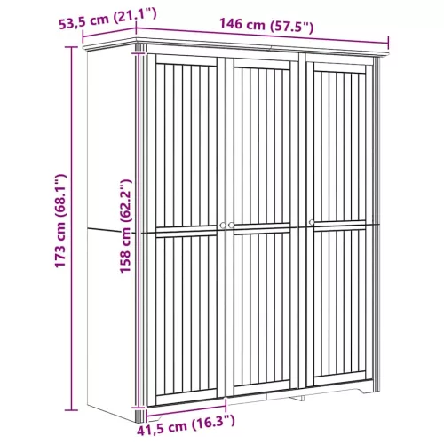  Ruhásszekrény BODO Méz barna 146 x 53,5 x 173 cm Faanyag