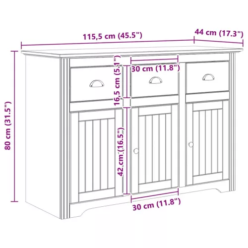 Széf fiókkal BODO Méz barna 115,5 x 44 x 80 cm Faanyag