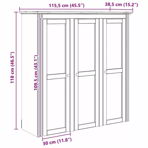  Üvegajtós tároló BODO Méz barna 115,5 x 38,5 x 117,7 cm