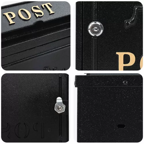  Fali Postafiók ajtóval Fekete 29 x 13 x 41 cm Öntött alumínium