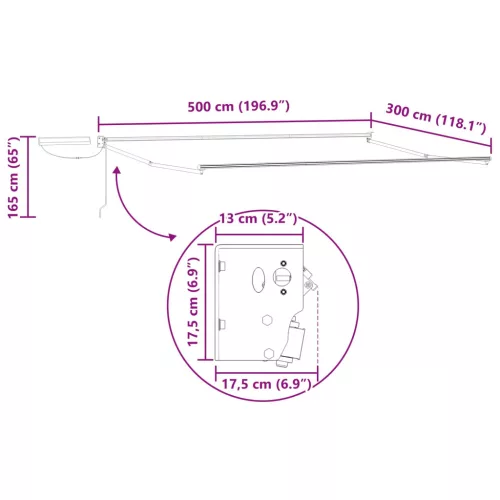  Elektromos kihúzható napellenző keret Fehér 5 x 3 m Acél