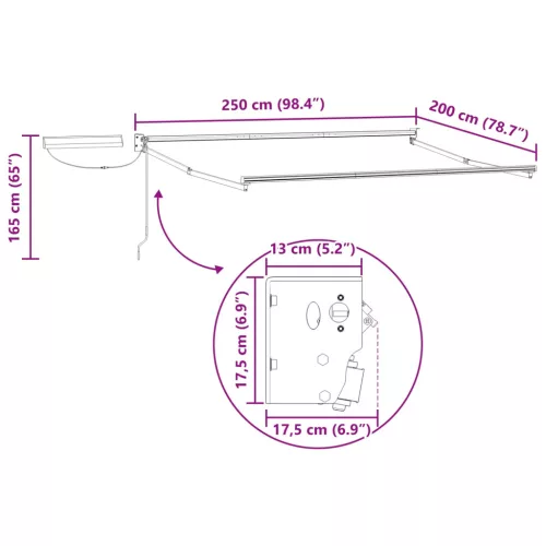  Elektromos kihúzható napellenző keret Antracit 2,5 x 2 m Acél