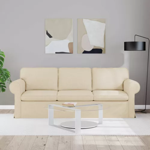  Kanapé Krém 215 x 82 x 80 cm Fém