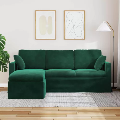  Kanapé Sötétzöld 198 x 134 x 80 cm Bársony