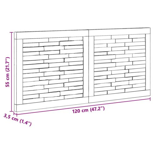  Fejtámla Falra szerelhető Természetes 120 cm Tömör Teakfa