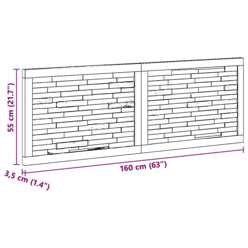  Fejtámla Falra szerelhető Természetes 160 cm Tömör Teakfa