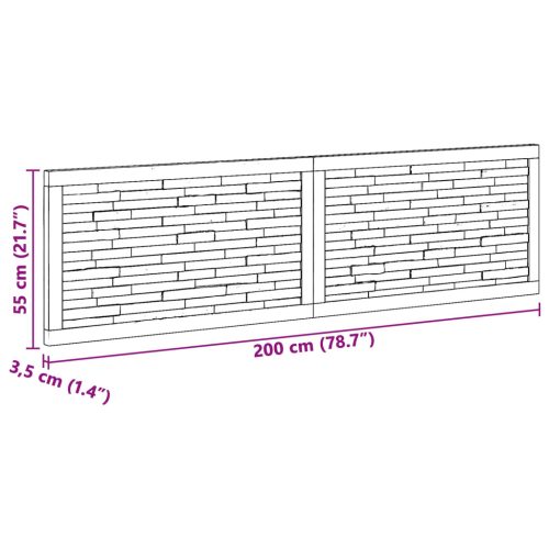  Fejtámla Falra szerelhető Természetes 200 cm Tömör Teakfa
