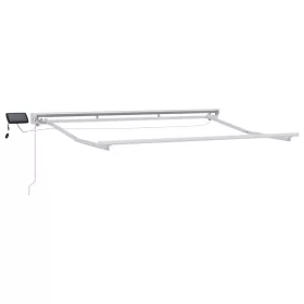    Kézi napellenző keret LED világítással Fehér 3 x 2 m Alumínium