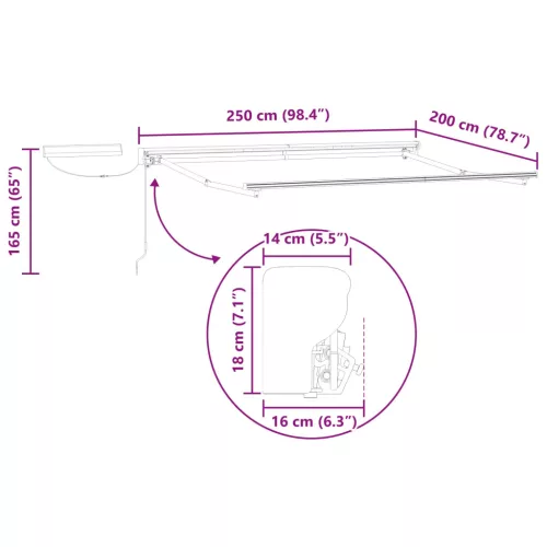  Elektromos kihúzható napellenző keret Fehér 2,5 x 2 m Acél