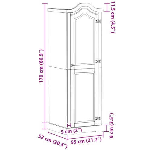  Szekrények polcokkal Fehér 55 x 52 x 170 cm Tömör fenyőfa