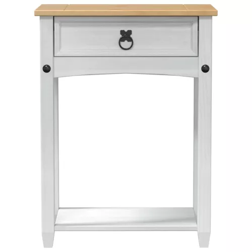  Konzolasztal fiókkal Fehér 55 x 35 x 73 cm Tömör fenyőfa