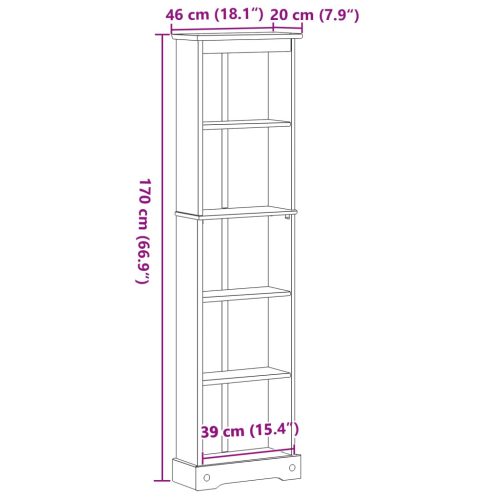  Könyvszekrény Fehér 46 x 20 x 170 cm Tömör fenyőfa