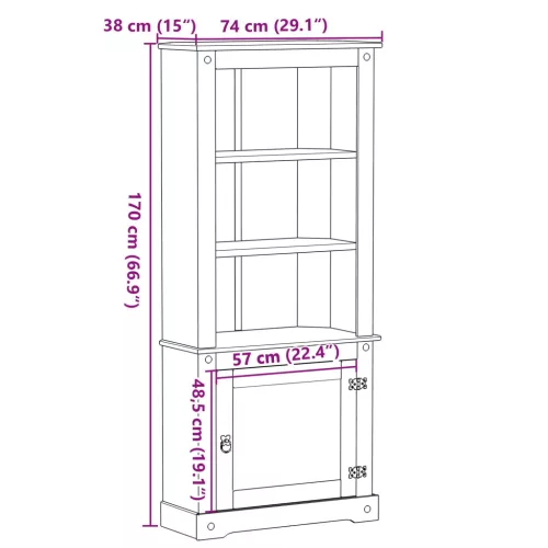  Magasfiú Fehér 74 x 38 x 170 cm Tömör fenyőfa